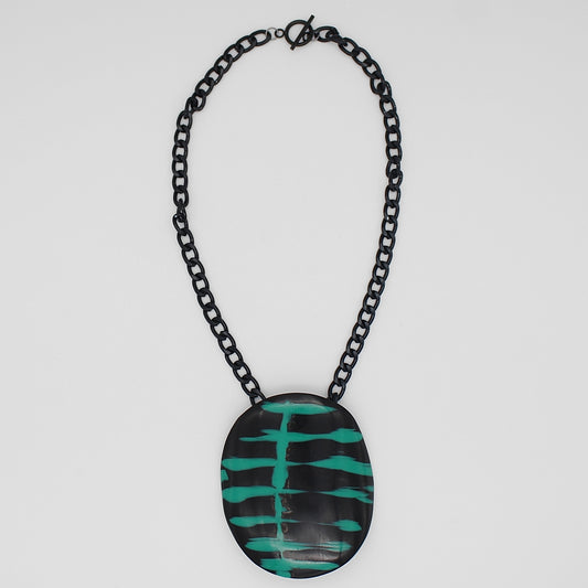 Green Zebra Pendant Necklace
