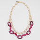 Fuchsia Rope and Gold Chain Statement Necklace