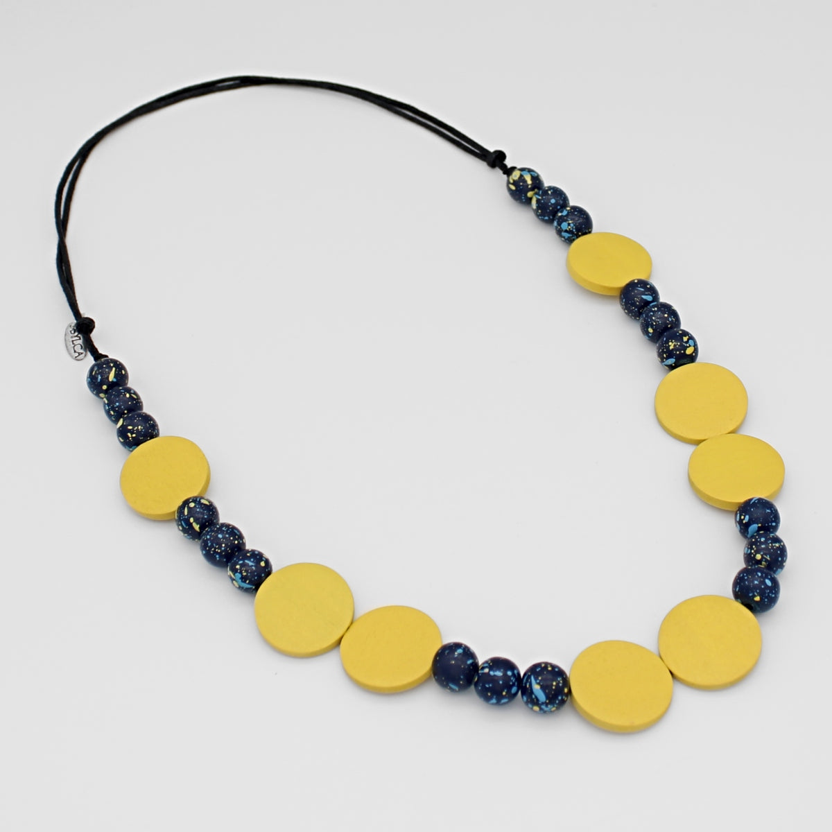 Speckled Lemon and Blue Necklace