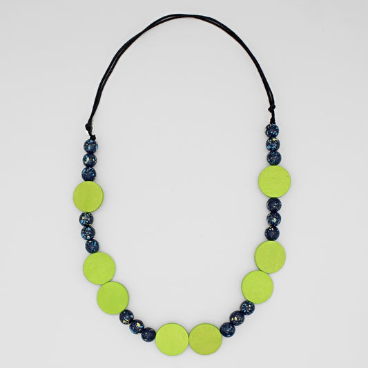 Speckled Lime and Blue Necklace