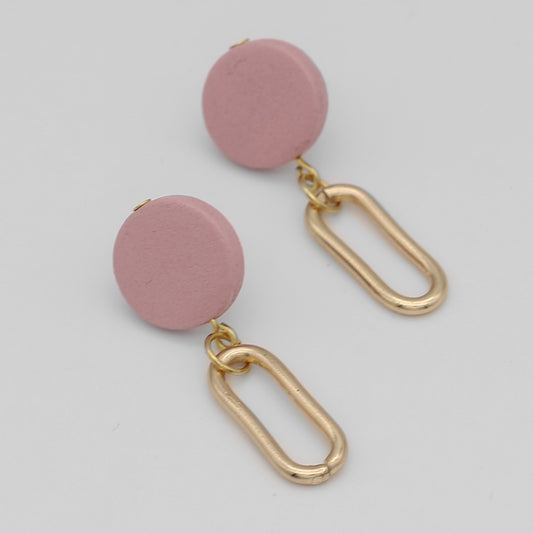 Pink Kolly Gold Link Dangle Earring