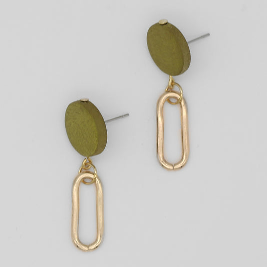 Green Kolly Gold Link Dangle Earring