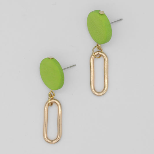 Lime  Kolly Gold Link Dangle Earring