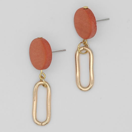 Peach Kolly Gold Link Dangle Earring