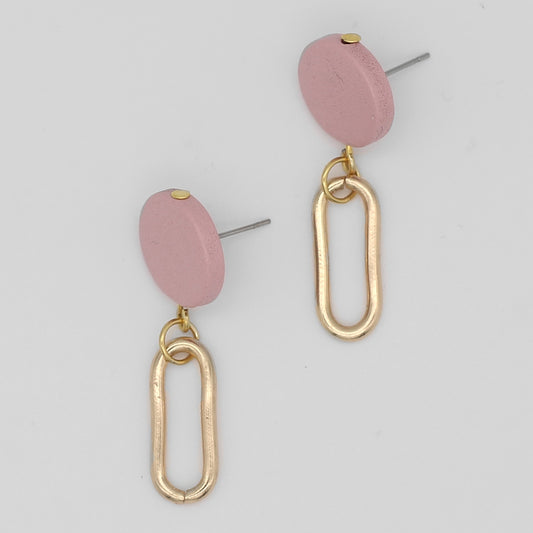 Pink Kolly Gold Link Dangle Earring