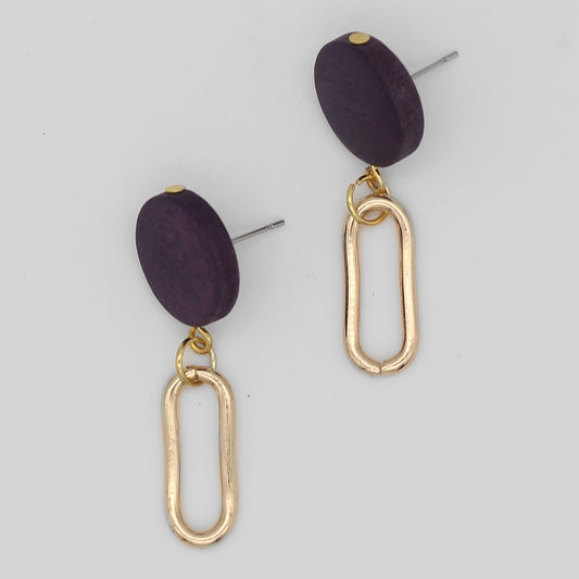 Purple Kolly Gold Link Dangle Earring