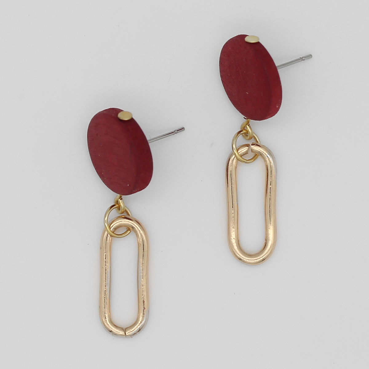 Red Kolly Gold Link Dangle Earring