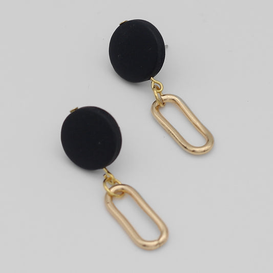 Black Kolly Gold Link Dangle Earring