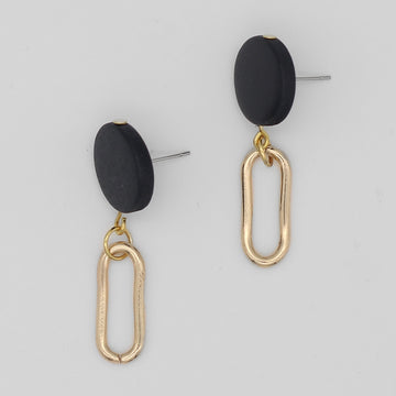 Black Kolly Gold Link Dangle Earring