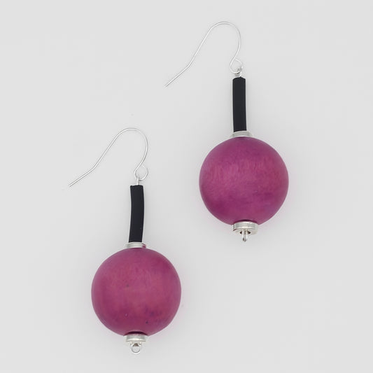 Magenta Ball Drop Earring