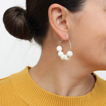 White Hoop Dangle Earring - Sylca Designs - Chunky Jewelry 