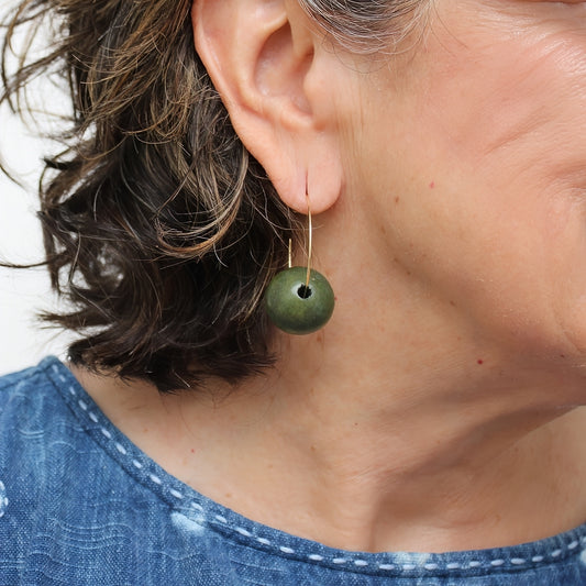 Olive Ball Hoop Dangle Earring
