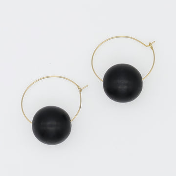 Black Ball Hoop Dangle Earring