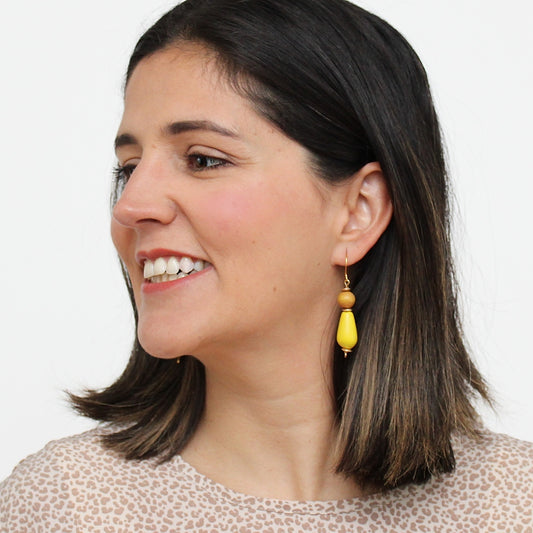 Yellow Geometric Dangle Statement Earring
