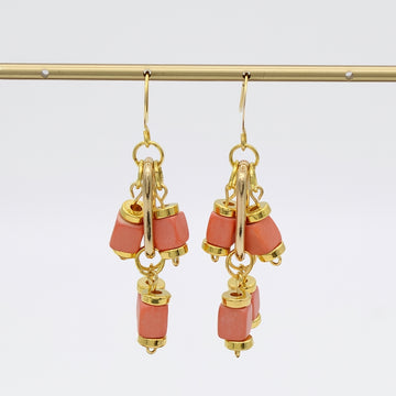 Peach Golden Threads Earring