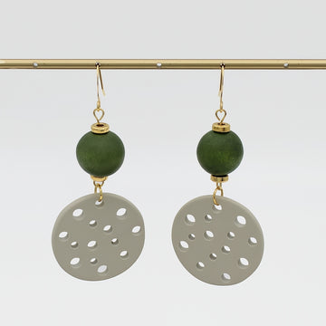 Olive Crater Dangle Earring