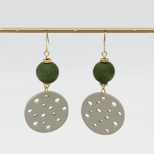 Olive Crater Dangle Earring