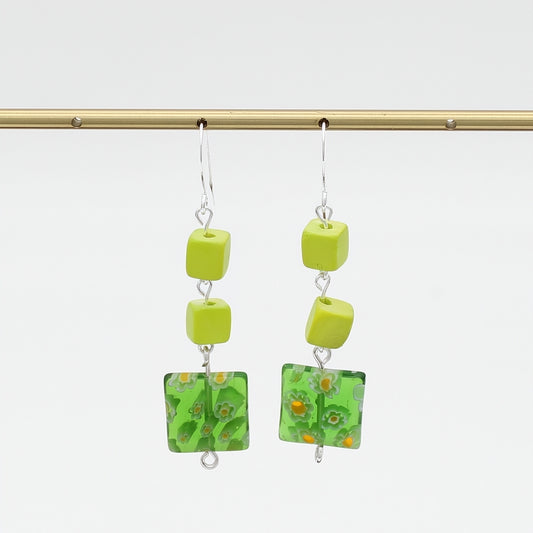 Lime Floral Drop Earring