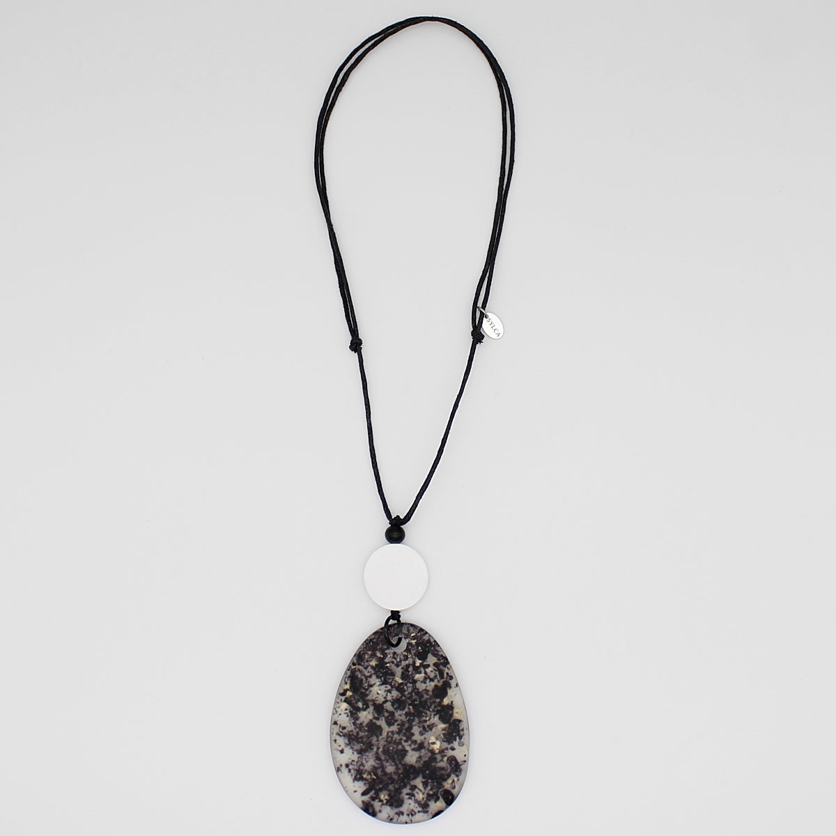 Black Speckled Resin Pendant Necklace