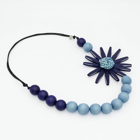 Chunky Navy Flower Statement Necklace
