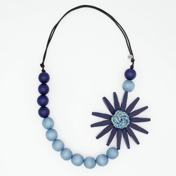Navy Flower Statement Necklace