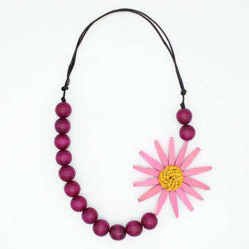 Pink and Yellow Flower Statement Necklace