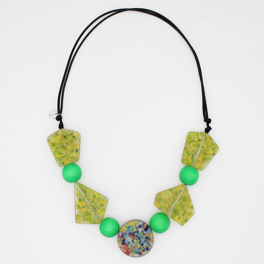 Green Geometric Confetti Necklace