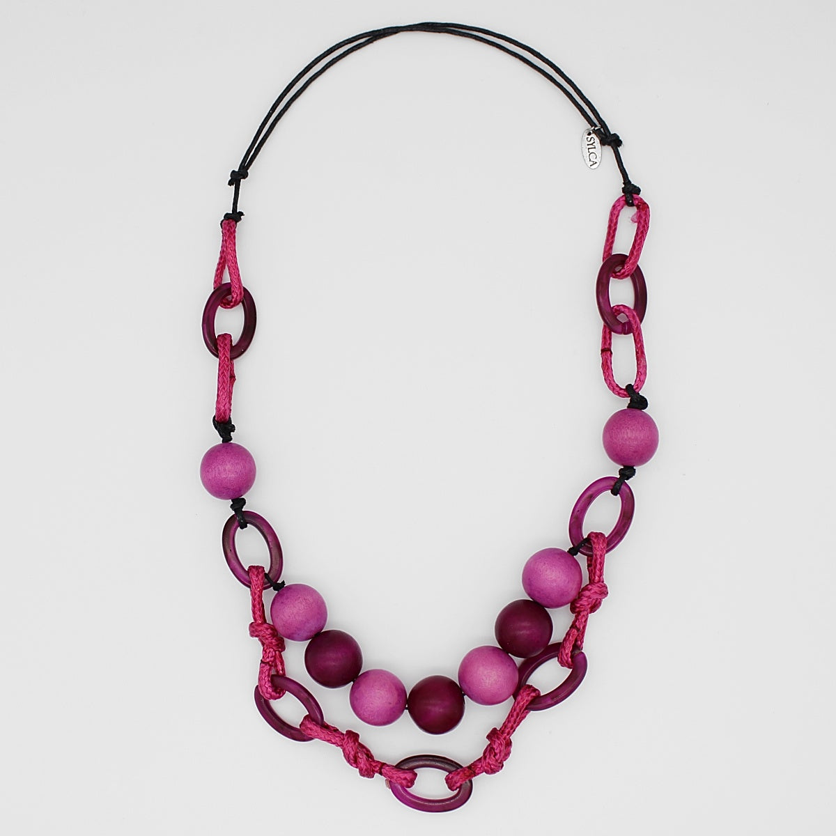 Fuchsia Double Strand Link Necklace