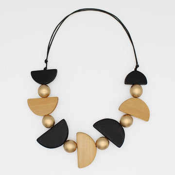 Black and Gold Half Moon Statement Necklace