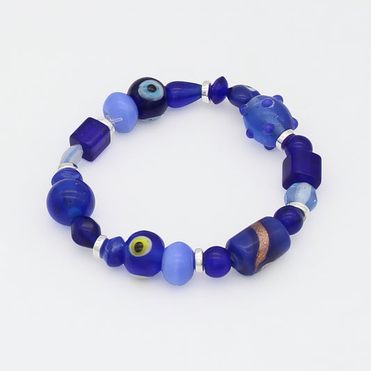 Dark Blue Glass Bead Bracelet