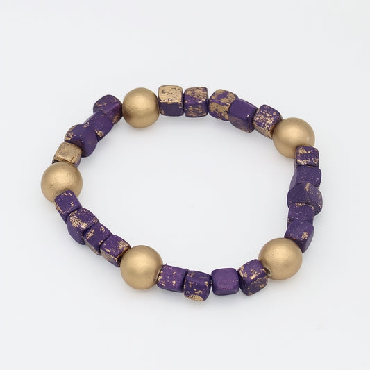 Purple and Gold Speckle Bracelet