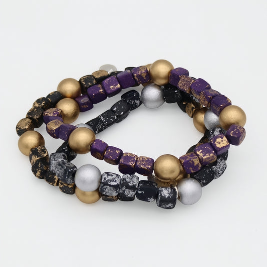 Purple and Gold Speckle Bracelet