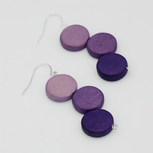 Purple Triple Stacked Earring