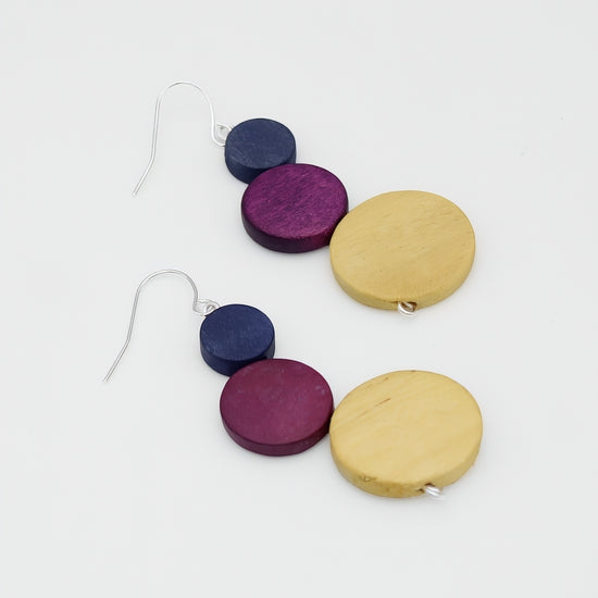 Purple and Mustard Beckett Bubble Earrings - Sylca Designs - Chunky Jewelry 