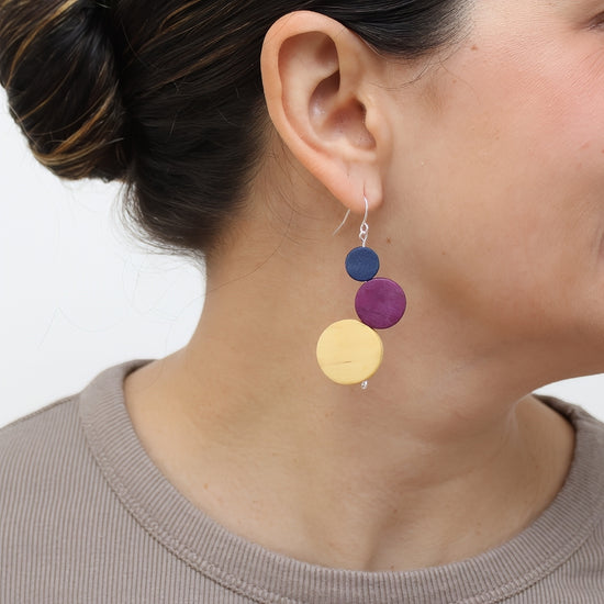 Purple and Mustard Beckett Bubble Earrings - Sylca Designs - Chunky Jewelry 