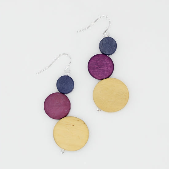 Purple and Mustard Beckett Bubble Earrings - Sylca Designs - Chunky Jewelry 