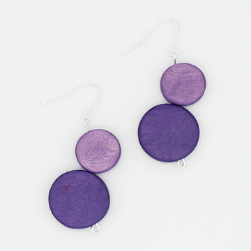 Purple Georgie Two Bead Drop Earrings