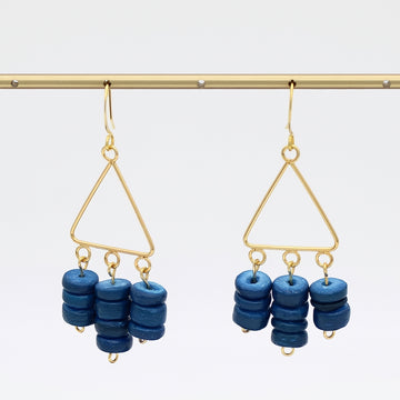 Blue Triangle Dangle Earrings