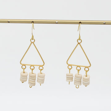 Cream Triangle Dangle Earrings