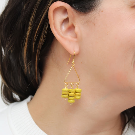 Yellow Triangle Dangle Earrings