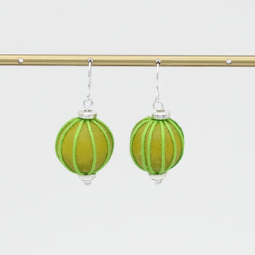 Lime Thread Wrapped Earring
