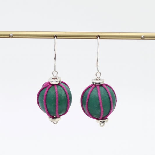 Teal Thread Wrapped Earring