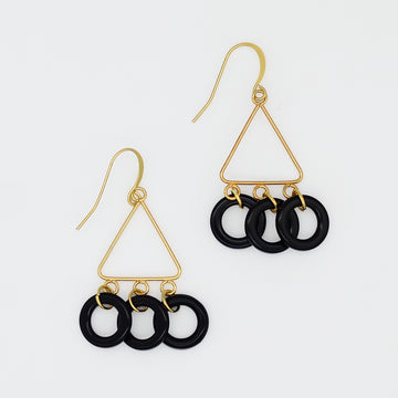 Triple Ring Triangle Earring