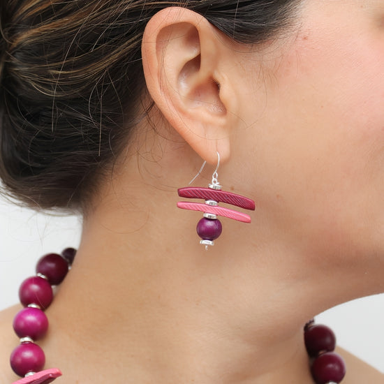 Fuchsia Skylar Coastal Aura Earrings - Sylca Designs - Chunky Jewelry 