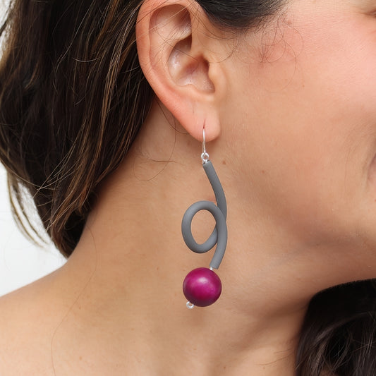 Gray and Purple Mira Loop Earring