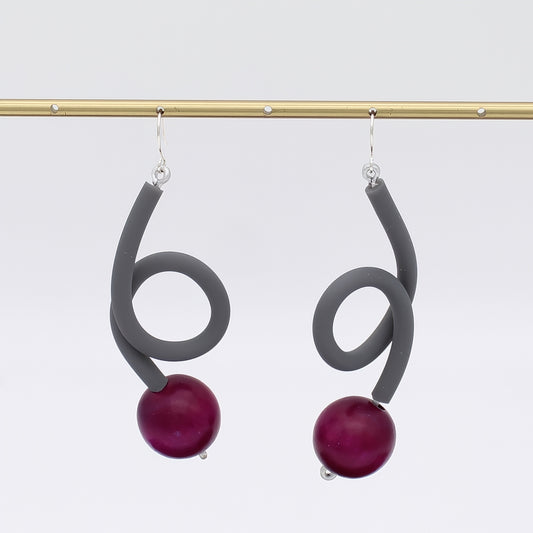 Gray and Purple Mira Loop Earring