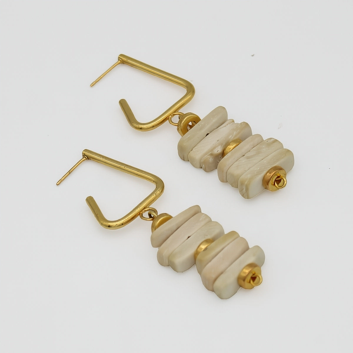 Ivory Stacked Drop Earrings - Sylca Designs - Chunky Jewelry 