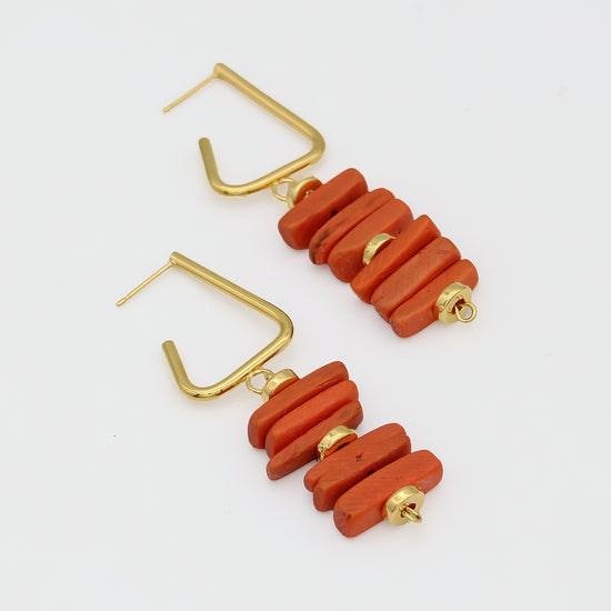 Orange Stacked Drop Earrings - Sylca Designs - Chunky Jewelry 
