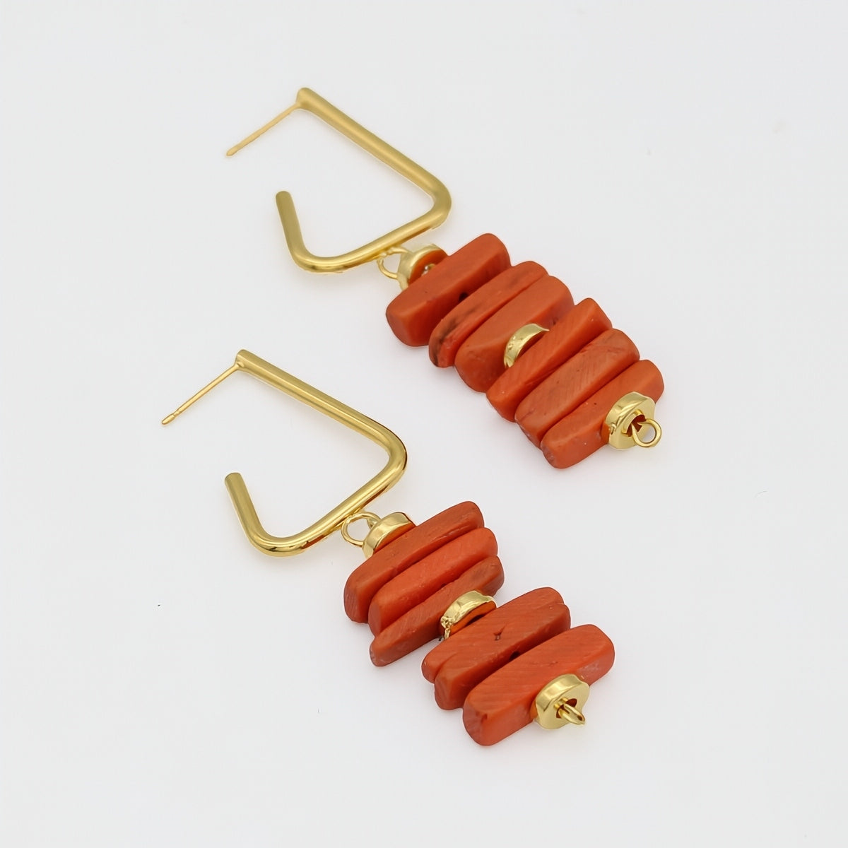 Orange Stacked Drop Earrings - Sylca Designs - Chunky Jewelry 