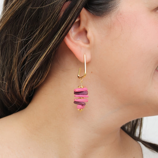 Pink Stacked Drop Earrings - Sylca Designs